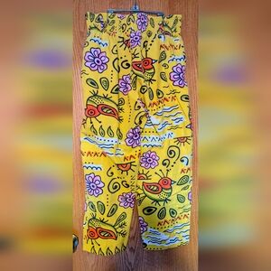 Lucy & Yak Womens Kia Yellow Print High Waisted Trouser Pants Size X-Large